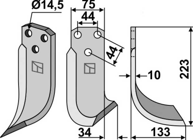 Fräsmesser 223x75mm, rechts